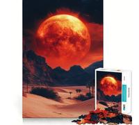 Rompecabezas Luna Roja sobre Paisaje Desértico, 1000 Piezas, para Adolescentes, Mejora la Memoria, Fácil de Usar, Bordes Limpios, Sorpresa Navideña (50x75cm)