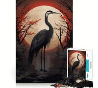 Rompecabezas Luna Roja y Cigüeña Negra para Adultos, 1000 Piezas, diseño para Mejorar la Memoria y aliviar el estrés, Regalo Memorable (38x26cm)