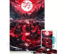 Rompecabezas Luna Roja y Lobos, 1000 Piezas para Adolescentes, Juego de lógica, Tiempo de Calentamiento, Pieza de colección de Arte de Corte preciso (38x26cm)