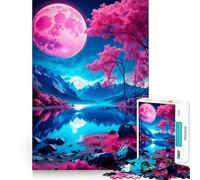 Rompecabezas Luna Rosa de 1000 Piezas para Adultos, Juguete para ejercitar la Mente, Ideal para Relajarse, con diseño artístico y de colección (38x52cm)