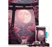 Rompecabezas Luna Rosa (Flores de Cerezo) de 1000 Piezas para Adultos Juguete Inteligente para Jugar Juntos Diversión con Corte preciso Exhibición artística (38x26cm)
