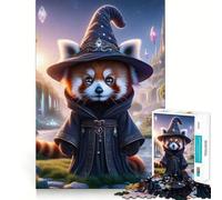 Rompecabezas mágico de 1000 Piezas Red Panda Wizard para Adultos y Adolescentes Juguete Intelectual para el hogar Disfrute de un Corte de Calidad Regalo clásico (38x26cm)