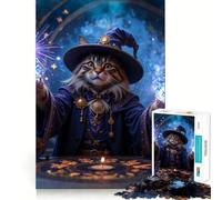 Rompecabezas mágico de Gato Mago de 1000 Piezas para Adultos,Juego para Mejorar la Memoria,Calidad Profesional,Actividad de recolección conmovedora (38x26cm)