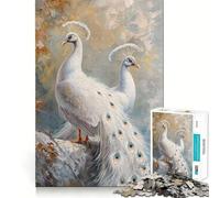 Rompecabezas mágico de Pavo Real Blanco de 1000 Piezas para Adolescentes Juguete de Habilidad para Rompecabezas Diversión compartida Corte preciso Decoración de Pared (50x75cm)