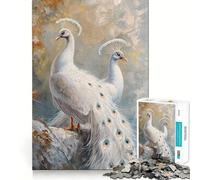 Rompecabezas mágico de Pavo Real Blanco de 1000 Piezas para Adultos Desarrolla la Capacidad Mental Tiempo de Juego Bordes precisos (38x26cm)