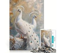 Rompecabezas mágico de Pavo Real Blanco para Adultos, 1000 Piezas, Juguete de lógica Resistente, Juego Relajante, Borde Transparente, Regalo artístico (38x52cm)