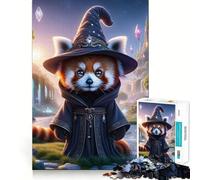 Rompecabezas mágico del Mago Panda Rojo de 1000 Piezas para Adultos, Juguete Intelectual Relajante y Divertido, Corte preciso, (50x75cm)