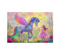 Rompecabezas mágicos de 1000 piezas de unicornios y hadas con arco iris, flores, rompecabezas de madera para adultos, regalos para decoración del hogar