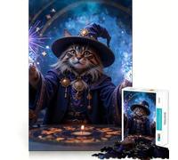 Rompecabezas mágicos de Mago con Forma de Gato para Adultos,1000 Piezas,estimulación Mental,Corte preciso,alineación, Actividad para Fortalecer los Lazos Familiares (50x75cm)