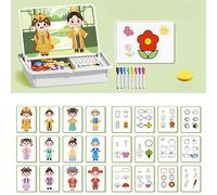 Rompecabezas magnéticos for Vestir Caras, Juego de Viaje, Rompecabezas de Caras con fichas magnéticas multifuncionales, Juguete Educativo Preescolar de Doble Cara for niños.(Chinese Style Dressup)