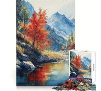 Rompecabezas Majestuosidad del Río Otoño de 1000 Piezas para Adultos Ideal para ejercitar la Memoria, Relajarse y Disfrutar de un Viaje Tranquilo Arte de Corte preciso (38x52cm)