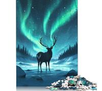 Rompecabezas Majestuoso Ciervo Aurora, decoración única para el hogar, 100% cartón Reciclado, Día del Niño, 1000 Piezas (26 x 38 cm)