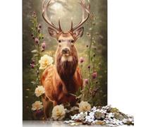 Rompecabezas Majestuoso Ciervo Floral, Juegos Creativos, 100% Cartón Reciclado, Adultos, 1000 Piezas (75 x 50 cm)