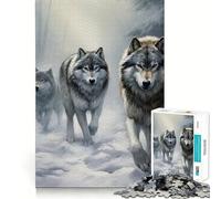 Rompecabezas Manada de Lobos en Bosque nevado,1000 Piezas para Adultos Divertido Juego de Memoria Artesanía de Corte experta Actividad Relajante para Grupos en Interiores (38x52cm)