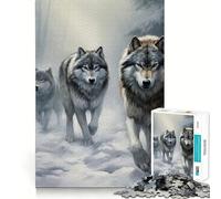 Rompecabezas Manada de Lobos en Bosque nevado para Adultos,1000 Piezas,Juego para estimular la Mente,Piezas de Ajuste preciso y sin Costuras,Actividad Relajante para Grupos en Interiores (38x26cm)
