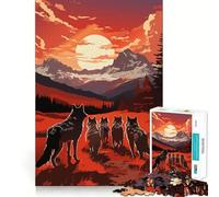 Rompecabezas Manada de Lobos para Adolescentes 1000 Piezas Juguete de Lógica Fuerte Tranquilo Bordes Claros Regalo Elegante (50x75cm)