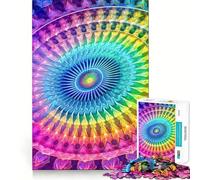 Rompecabezas Mandala de Fibonacci Arcoíris para Adultos, 1000 Piezas, Juego Inteligente, Ensamblaje de Patrón Tranquilo y Recreativo, Regalo Increíble (38x52cm)
