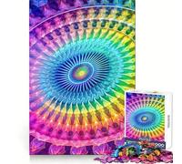 Rompecabezas Mandala de Fibonacci Arcoíris para Adultos, 1000 Piezas, Juego Inteligente, Ensamblaje de Patrón Tranquilo y Recreativo, Regalo Increíble (38x52cm)