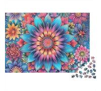 Rompecabezas Mandala Flor Colorido 1000 Piezas Adultos y Familia Mandala Flor Arte Floral Colorido Premium Grueso Resistente Vibrante Desafiante 38x26cm/1000pzs