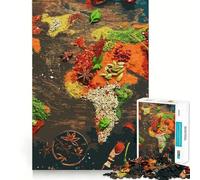 Rompecabezas Mapa del Mundo de Especias 1000 Piezas para Adolescentes Juguete de Pensamiento Diversión Compartida Bordes Precisos Artículo de Deseo de Santa Claus 38x52cm