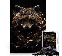Rompecabezas Mapache Negro Oro 1000 Piezas para Adolescentes Juego de Lógica Tiempo de Calma Colección de Arte de Corte Preciso Pieza (38x52cm)