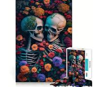 Rompecabezas Mar de Flores con Esqueletos para Adolescentes, 1000 Piezas, Juguete de Lógica Mental, Antiestrés, Corte Firme, Regalo de Deseos de Santa Claus 38x52cm