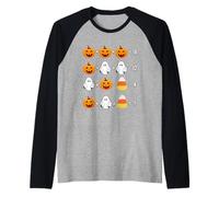 Rompecabezas matemático Halloween Calabaza Fantasma Caramelo Ecuación de maíz Matemáticas Camiseta Manga Raglan