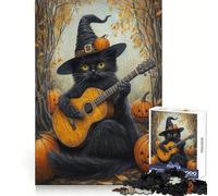 Rompecabezas Melodía de Halloween para Gatos para Adolescentes,1000 Piezas,para Fortalecer el Cerebro,para el Ocio,para desconectar,para un Look Elegante y Divertido, (38x52cm)