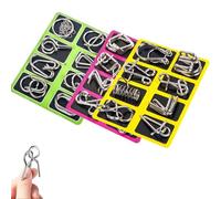 Rompecabezas Mental Montessori, Rompecabezas de Metal Montessori for Resolver 24, desenredar Enlace de Hierro desbloquear Juego de Enclavamiento Anillo Chino for Fiesta Favor Adultos desafío(3pc B)