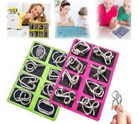 Rompecabezas Mental Montessori, Rompecabezas de Metal Montessori for Resolver 24, desenredar Enlace de Hierro desbloquear Juego de Enclavamiento Anillo Chino for Fiesta Favor Adultos desafío(2pc C)