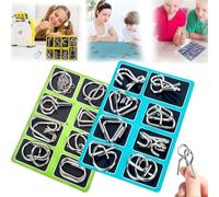 Rompecabezas Mental Montessori, Rompecabezas de Metal Montessori for Resolver 24, desenredar Enlace de Hierro desbloquear Juego de Enclavamiento Anillo Chino for Fiesta Favor Adultos desafío(2pc B)