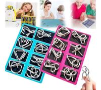 Rompecabezas Mental Montessori, Rompecabezas de Metal Montessori for Resolver 24, desenredar Enlace de Hierro desbloquear Juego de Enclavamiento Anillo Chino for Fiesta Favor Adultos desafío(2pc a)