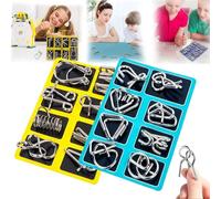 Rompecabezas Mental Montessori, Rompecabezas de Metal Montessori for Resolver 24, desenredar Enlace de Hierro desbloquear Juego de Enclavamiento Anillo Chino for Fiesta Favor Adultos desafío(2pc D)