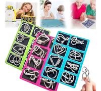 Rompecabezas Mental Montessori, Rompecabezas de Metal Montessori for Resolver 24, desenredar Enlace de Hierro desbloquear Juego de Enclavamiento Anillo Chino for Fiesta Favor Adultos desafío(3pc a)