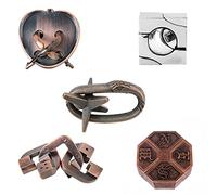 Rompecabezas Metal, Joyeee Brain Teaser Puzzle Desbloqueo Enclavamiento Desenreda Juego IQ Entrenamiento, Juguetes de Educativa Inteligencia para Adultos y Niños Challenge, Dificultad inicial - 5Pcs C