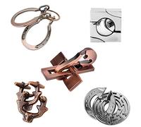 Rompecabezas Metal, Joyeee Brain Teaser Puzzle Desbloqueo Enclavamiento Desenreda Juego IQ Entrenamiento, Juguetes de Educativa Inteligencia para Adultos y Niños Challenge, Dificultad inicial - 5Pcs D