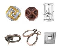 Rompecabezas Metal, Joyeee Brain Teaser Puzzle Desbloqueo Enclavamiento Desenreda Juego IQ Entrenamiento, Juguetes de Educativa Inteligencia para Adultos y Niños Challenge, Dificultad inicial - 6Pcs A