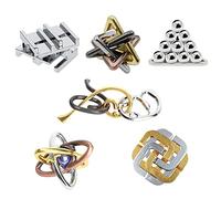 Rompecabezas Metal, Joyeee Brain Teaser Puzzle Desbloqueo Enclavamiento Desenreda Juego IQ Entrenamiento, Juguetes de Educativa Inteligencia para Adultos y Niños Challenge, Dificultad inicial - 6Pcs D