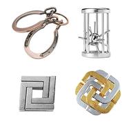 Rompecabezas Metal, Joyeee Brain Teaser Puzzle Desbloqueo Enclavamiento Desenreda Juego IQ Entrenamiento, Juguetes de Educativa Inteligencia para Adultos y Niños Challenge, Dificultad inicial - 4Pcs A