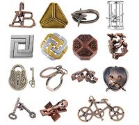 Rompecabezas Metal, Joyeee Brain Teaser Puzzle Desbloqueo Enclavamiento Desenreda Juego IQ Entrenamiento, Juguetes de Educativa Inteligencia para Adultos y Niños Challenge, Dificultad Media - 15Pcs A