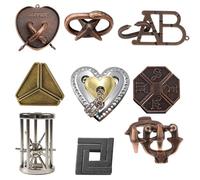 Rompecabezas Metal,Juegos Ingenio,9 Puzzle Metal Set,Juegos Ingenio Adultos,IQ Test Unlock Juguetes,IQ Puzzles Challenge,Juegos de Logica Educativos,Rompecabezas Regalo para Adultos Adolescentes