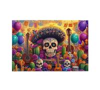 Rompecabezas mexicano de 1000 piezas con diseño de calavera del Día de los Muertos para adultos, rompecabezas de madera para adultos, regalos para decoración del hogar