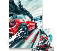 Rompecabezas Mini Cooper Racing Rojo de 1000 Piezas para Adolescentes Juguete Inteligente para Jugar en Interiores Corte preciso (50x75cm)