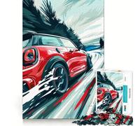 Rompecabezas Mini Cooper Racing Rojo de 1000 Piezas para Adultos y Adolescentes Juguete de lógica sólida, silencioso y Divertido Corte de precisión Selección de Deseos de Papá Noel (38x26cm)
