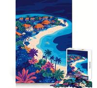 Rompecabezas Minimalista de 1000 Piezas con diseño de Las Islas Maldivas Tropicales para Adultos Ideal para ejercitar la Mente, relajar y divertirse Sin Bordes ásperos (38x52cm)