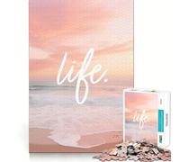 Rompecabezas Minimalista de 1000 Piezas con diseño de Playa en Tonos Pastel,Ideal para decoración,Juego cognitivo,Regalo de cumpleaños fácil de Jugar (38x26cm)