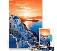 Rompecabezas Minimalista de 1000 Piezas con diseño de Santorini,Ideal para divertirse resolviendo Problemas,un Juego Tranquilo para Pasar el rato (50x75cm)