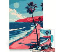 Rompecabezas Minimalista de 1000 Piezas para Adultos con diseño de Playa de Los Ángeles,Corte Impecable,Divertido Juego de concentración,Regalo de cumpleaños (50x75cm)