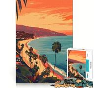 Rompecabezas Minimalista de 1000 Piezas para Adultos,con diseño de Playa de Los Ángeles,Corte preciso,desafío Inteligente,Juego para el Tiempo Libre y decoración navideña para la Pared 50x75cm