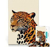 Rompecabezas Minimalista de 1000 Piezas para Adultos con Retrato de Leopardo,Corte Premium,Ideal para ejercitar la Mente,entretenido Navidad (50x75cm)